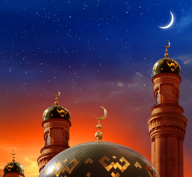 istock Ramadan Kareem background.Crescent moon at a top of a mosque 1211377757