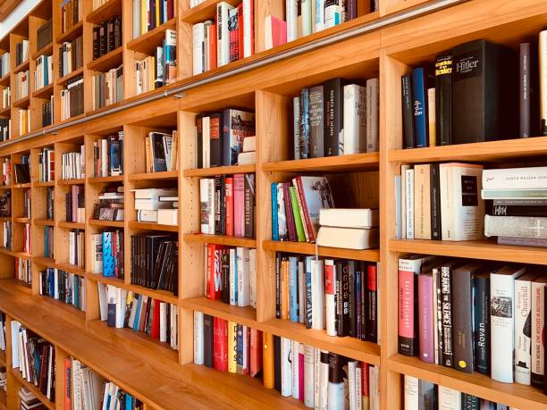フルライブラリ - book book spine shelf in a row ストックフォトと画像
