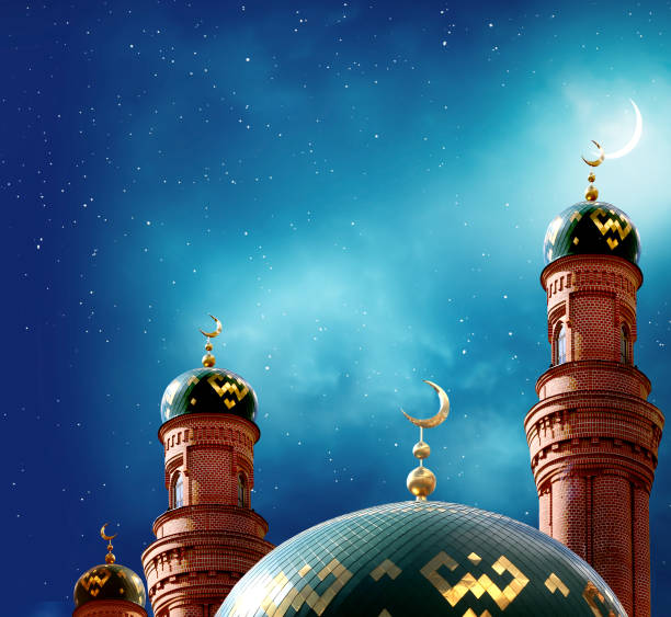 istock Ramadan Kareem background.Crescent moon at a top of a mosque 1211382202