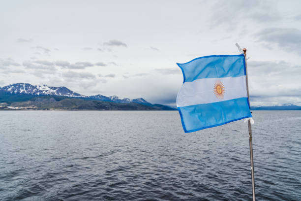 istock Argentine flag on the Beagle Channel 1211388397
