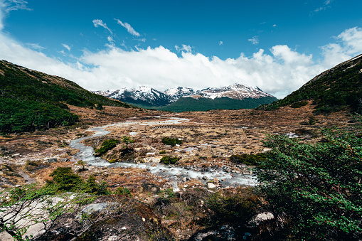 Río Lasifashaj in Patagonia, Tierra del Fuego, Argentina. Also know as Rio Larsiparsahk. The photo is taken near Laguna Esmeralda, a lake close to Ushuaia.