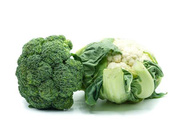 istock Broccoli and cauliflower isolated on white background 1211392930