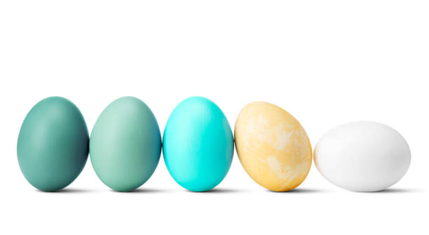istock Set of handmade painted colorful easter eggs isolated on a white background with clipping path. 1211396379