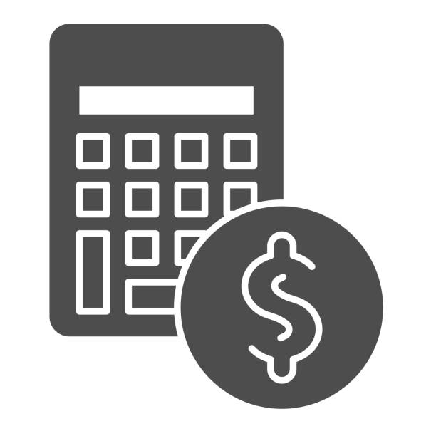 Calculator with coin solid icon. Budget, money saving symbol, glyph style pictogram on white background. Dollar sign for mobile concept and web design. Vector graphics. Calculator with coin solid icon. Budget, money saving symbol, glyph style pictogram on white background. Dollar sign for mobile concept and web design. Vector graphics budget clipart stock illustrations