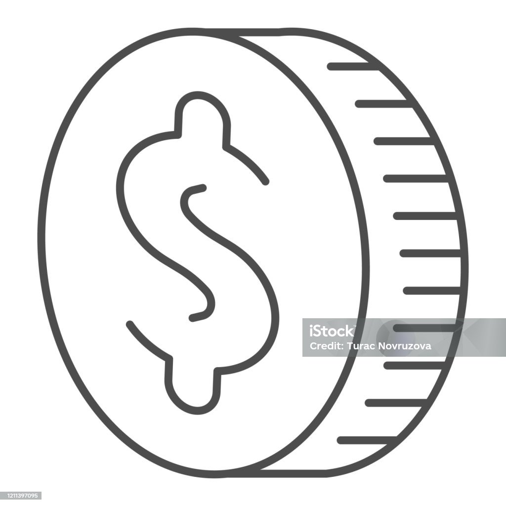 Biểu Tượng Dòng Mỏng Tiền Xu Một Đồng Tiền Tệ Mảnh Đồng Xu Của Biểu Tượng  Tiết Kiệm Phác Thảo Hình Ảnh Phong Cách Trên Nền Trắng Dấu Hiệu Tiền Cho  Khái