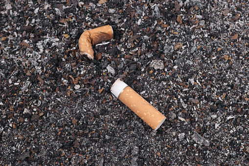Cigarette butts and ashes