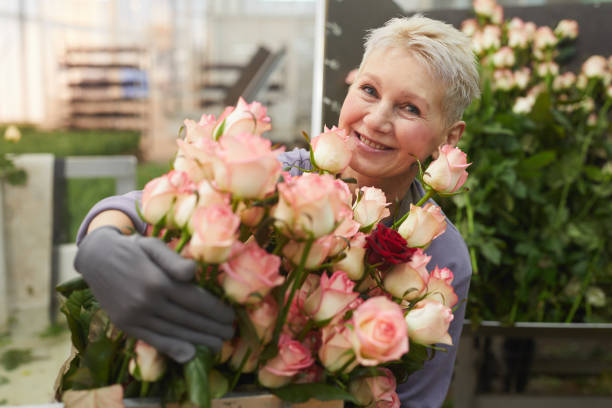 Gardener with her roses