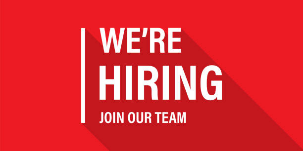 istock We're hiring red vector banner. Employee vacancy announcement. Illustration isolated. Business recruiting concept. 1211406435