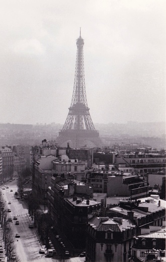 The Eiffel Tower in Paris, France - Black and White