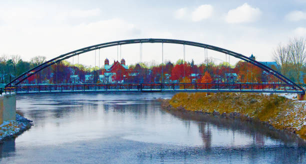 Iron Bridge over the Eau Claire river-Wisconsin Iron Bridge over the Eau Claire river-Wisconsin wisconsin stock pictures, royalty-free photos & images