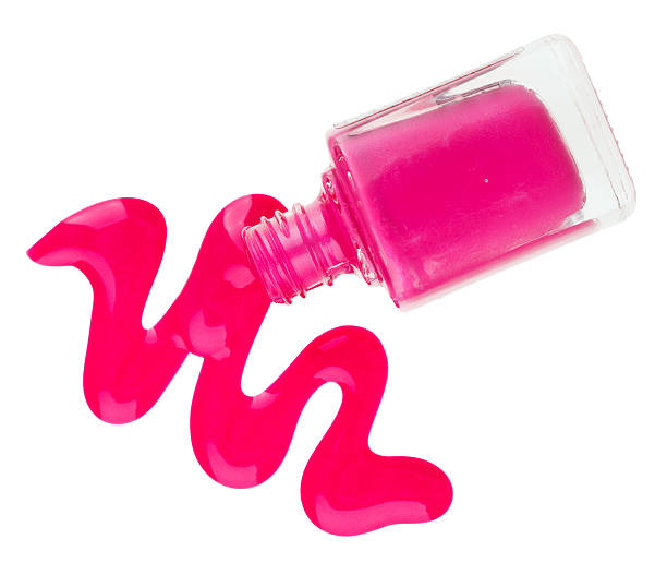 istock Bottle of pink nail polish with enamel drop samples 121141710