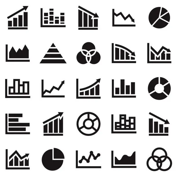 Vector illustration of Charts and Graphs Icon Set