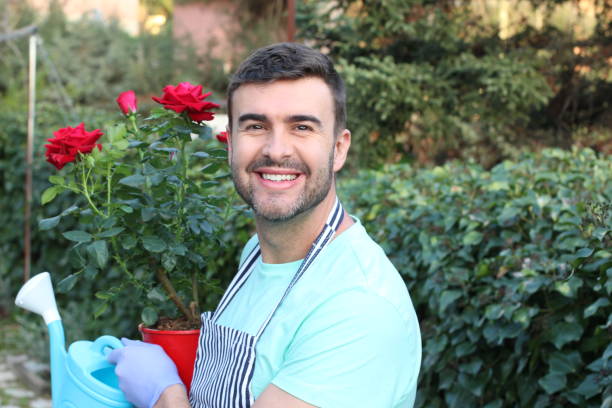 istock Good looking gardener working with roses 1211420942