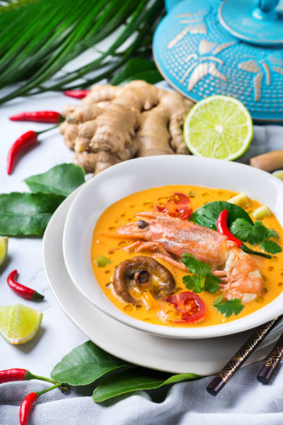 istock Spicy thai tom yum, yam kung sour soup 1211427250