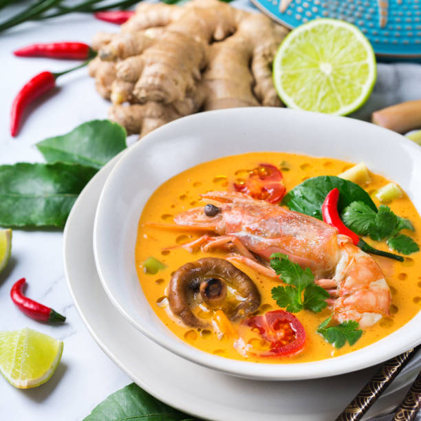 istock Spicy thai tom yum, yam kung sour soup 1211427287