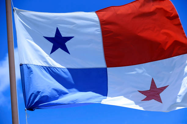 istock Panama flag blowing in the wind 1211428860