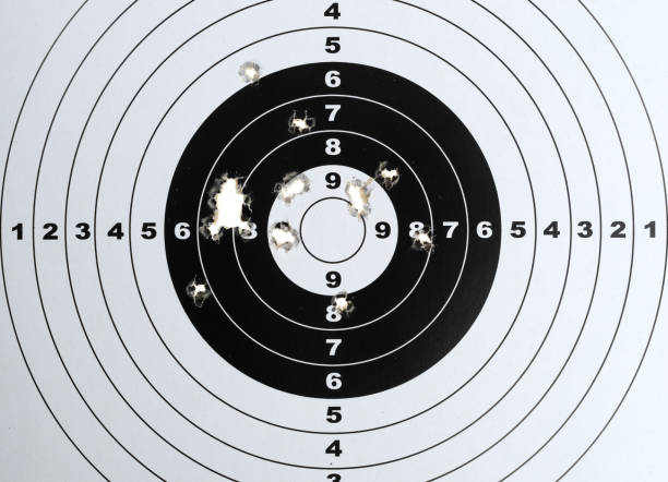 istock Paper target with pellet gun holes 1211430411