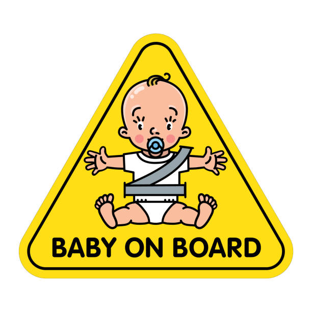 Baby In Car Seat Back Car Window Sticker Or Sign Stock