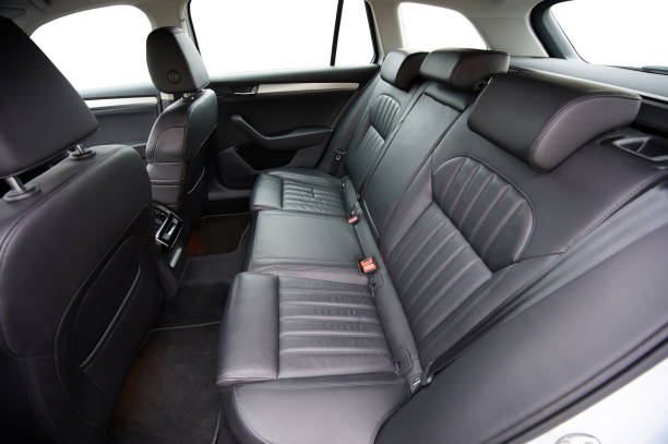 istock Side view of black back car seat 1211434230