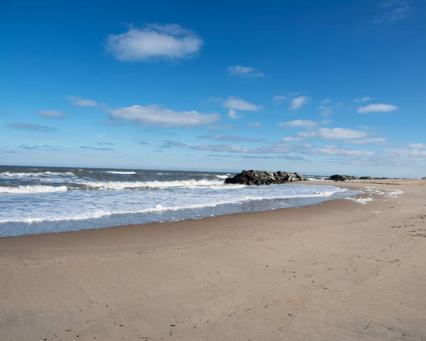 istock Rock Piles all the way down the beach 1211435034