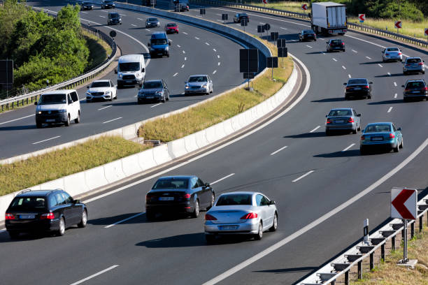 istock Traffic on Highway in Germany, Aerial View 1211435080