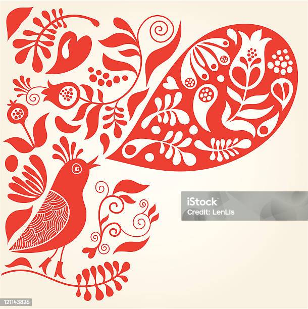 Greeting Card Stock Illustration - Download Image Now - Bird, Color Image, Decoration