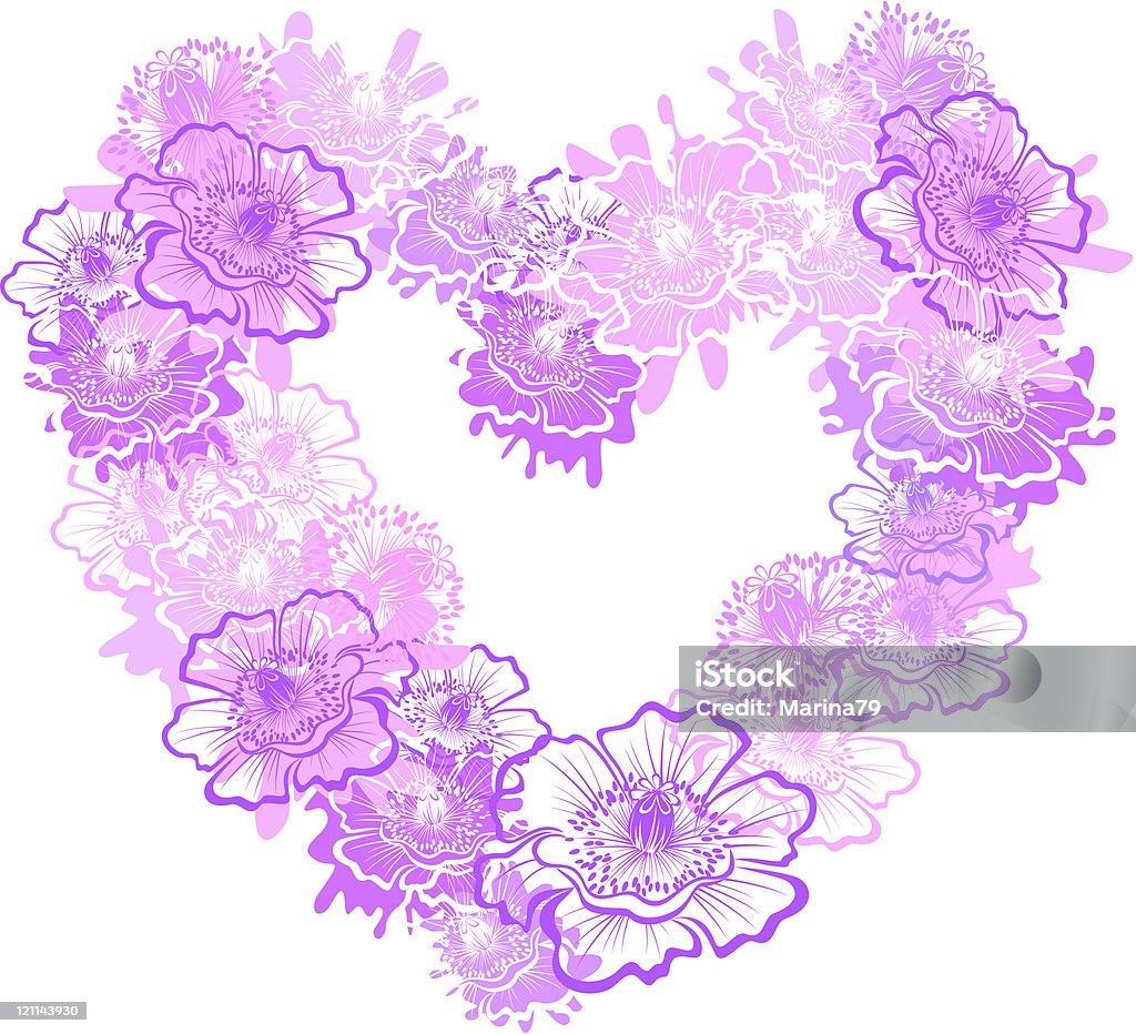 Coração com flores, vector imagem de Papoila - Royalty-free Abstrato arte vetorial