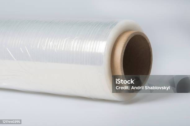 A Roll Of A Clear Polyethylene Sheeting For Packing A Closeup Stock Photo - Download Image Now