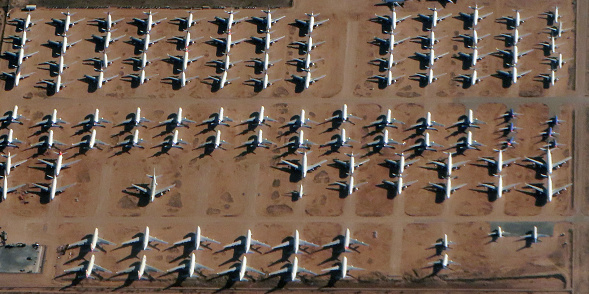 Aircraft bone Yard Airline Parked airplanes Boeing Airbus