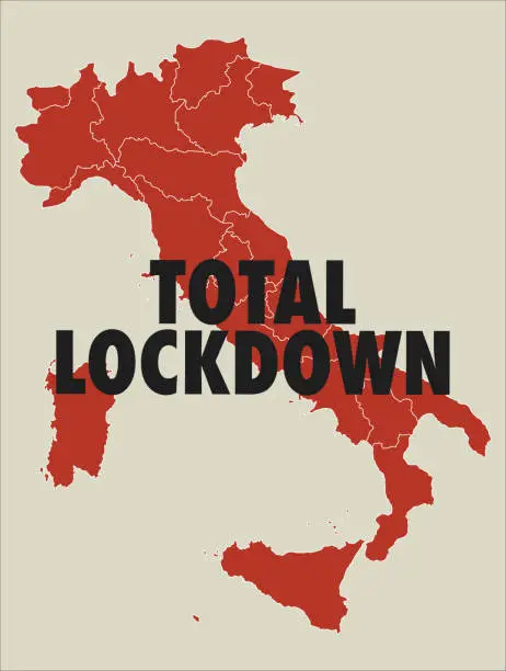 Vector illustration of Italy lockdown for coronavirus vector map