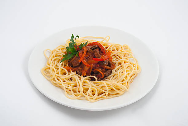 Spaghetti on a plate stock photo