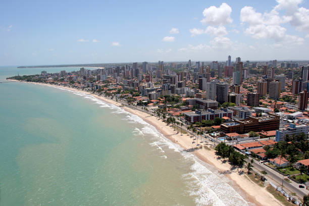 brazil Aerial view of beach in Joao Pessoa city, state of Paraiba, Brazil joão pessoa stock pictures, royalty-free photos & images