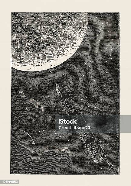 Jv De Terre À La Lune Roquette Vecteurs libres de droits et plus d'images vectorielles de Gravure - Gravure, Planète, Astronomie