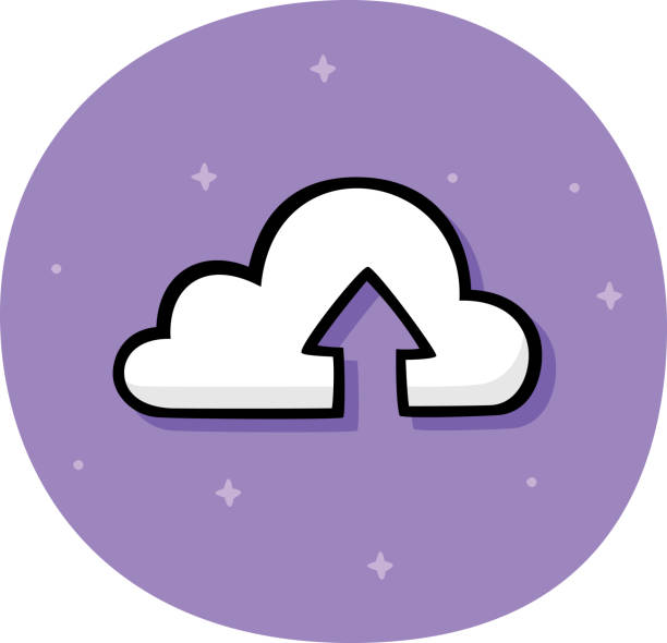 ilustraciones, imágenes clip art, dibujos animados e iconos de stock de cloud upload doodle - sharing file upload text messaging