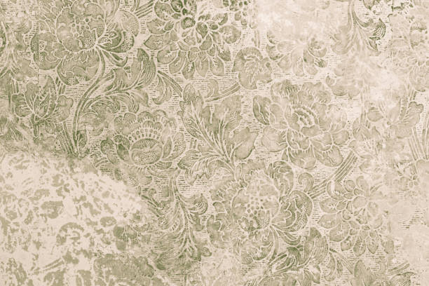 istock Old floral wallpaper grunge backround 1211454644