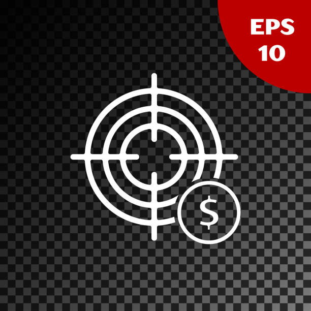 istock White Target with dollar symbol icon isolated on transparent dark background. Investment target icon. Successful business concept. Cash or Money.  Vector Illustration 1211461048