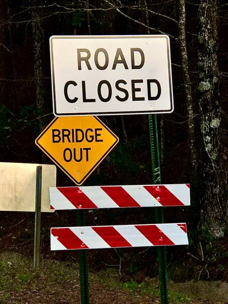 istock Road Closed and Bridge Out Sign 1211461104