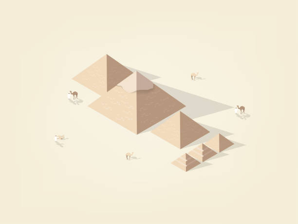 illustration isometric vector graphic design concept of the great pyramid giza of egypt illustration isometric vector graphic design concept of the great pyramid giza of egypt pyramid of mycerinus stock illustrations