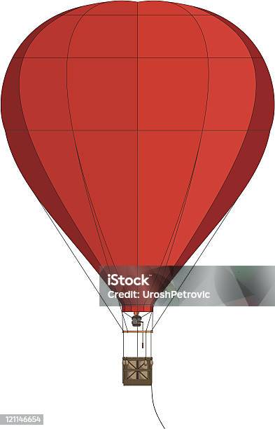 Vetores de De Balão De Ar Quente Voando Vermelho e mais imagens de Balão de ar quente - Balão de ar quente, Calor, Cesto