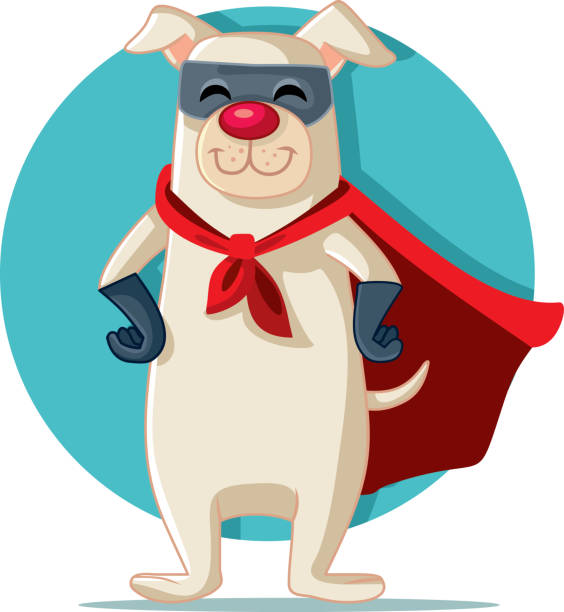 ilustrações de stock, clip art, desenhos animados e ícones de superhero dog vector cartoon funny character - heroes dog pets animal