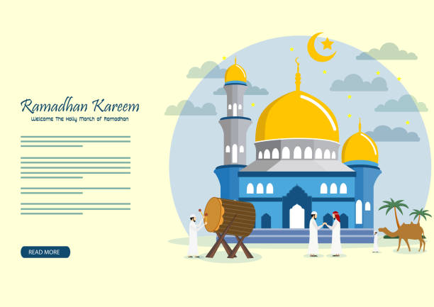 Ramadan Kareem with Mosque background Vector Illustration of Ramadan Kareem with Mosque background bedug stock illustrations