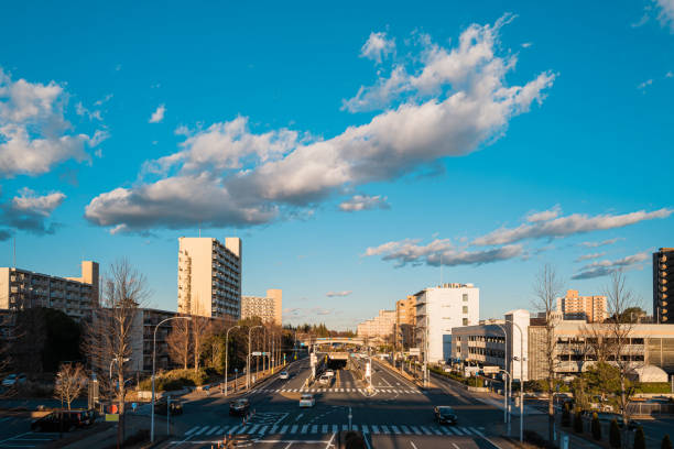 Skyline of Tsukuba City Center in Ibaraki, Japan stock photo