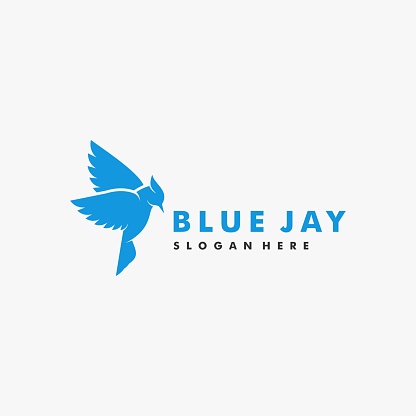 Vector Illustration Bird Blue Jay Silhouette Style.