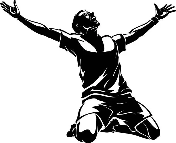 Vector illustration of Victorious Soccer Player Illustration