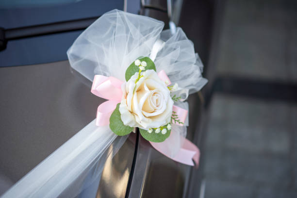 istock Flower wedding decoration on car 1211494856