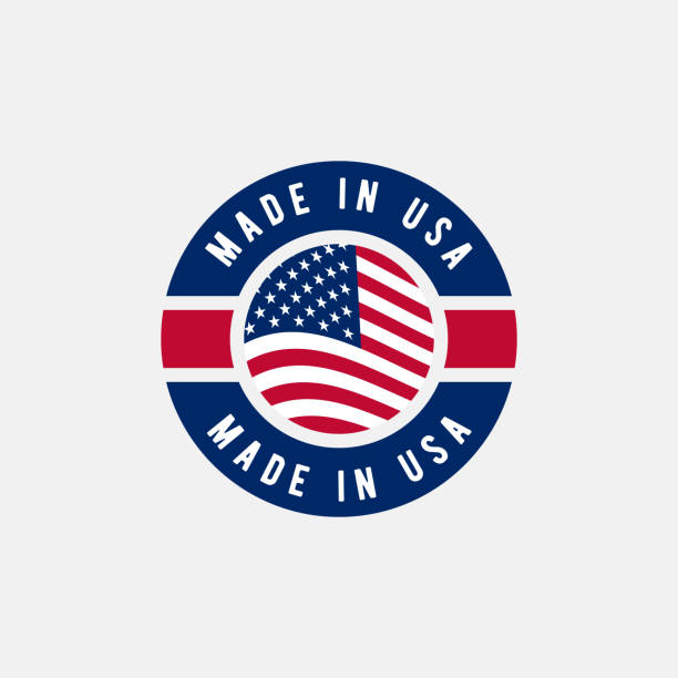 アメリカの国旗を持つアメリカのラベルでウェブメイド。単純なフラット ベクトルのイラスト - made in the usa usa computer icon symbol点のイラスト素材／クリップアート素材／マンガ素材／アイコン素材