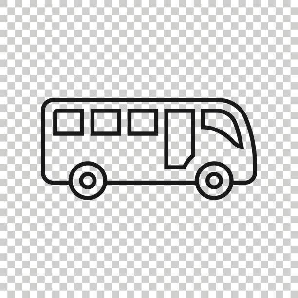 ilustrações de stock, clip art, desenhos animados e ícones de bus icon in flat style. coach vector illustration on white isolated background. autobus vehicle business concept. - bus coach bus travel isolated