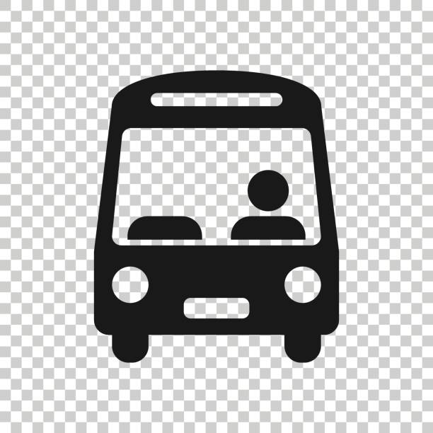 ilustrações de stock, clip art, desenhos animados e ícones de bus icon in flat style. coach vector illustration on white isolated background. autobus vehicle business concept. - bus coach bus travel isolated