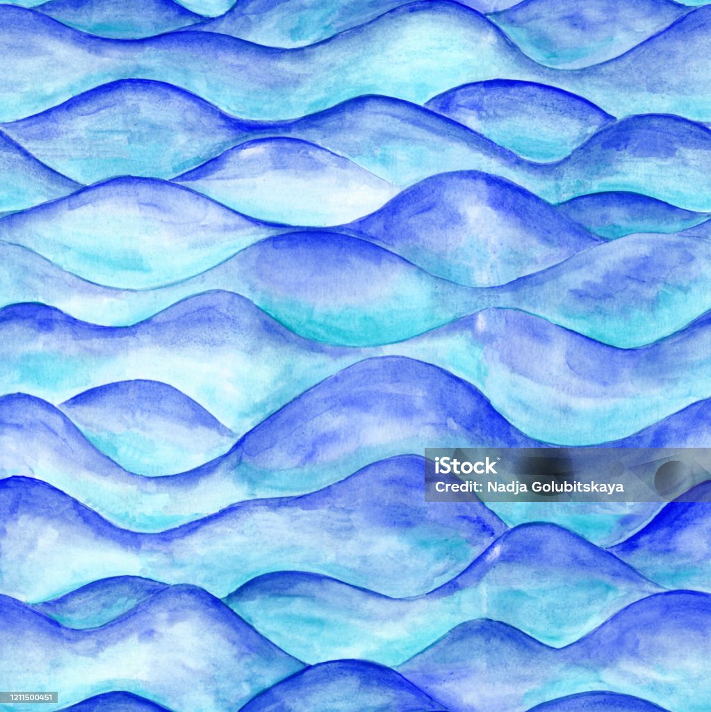 Tay Vẽ Sóng Biển Màu Xanh Nước Hoa Văn Liền Mạch Trừu Tượng Lượn ...