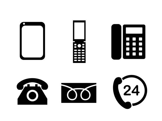 電話アイコンセット - 無料サービス点のイラスト素材／クリップアート素材／マンガ素材／アイコン素材